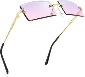 FEISEDY Vintage Rimless Sunglasses Rectangle Frameless Candy Color Glasses Women Men B2642