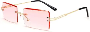 FEISEDY Vintage Rimless Sunglasses Rectangle Frameless Candy Color Glasses Women Men B2642