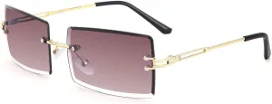 FEISEDY Vintage Rimless Sunglasses Rectangle Frameless Candy Color Glasses Women Men B2642