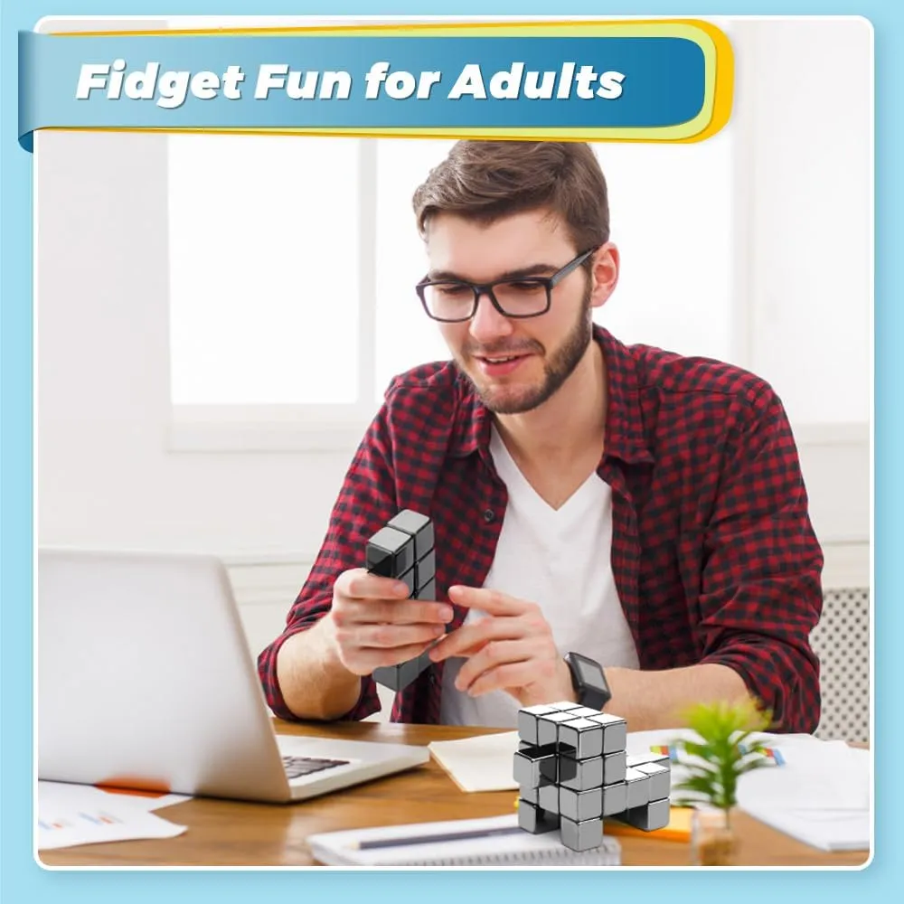 Fidget Balls Magnet Toy for Adults, Square Black Magnetic Stones, Magnet Hand Roller, Magnetic Rocks for Office, Cool Magnetic Gadget Sciencce Kit, Age 15  (28PCS)