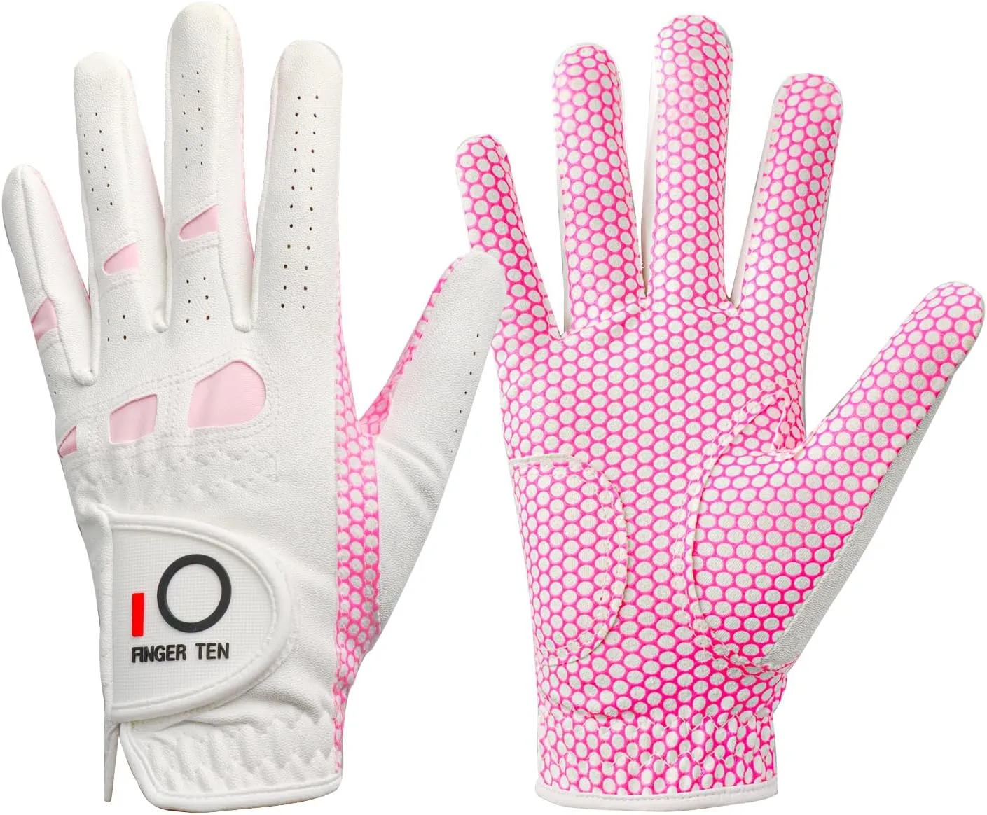FINGER TEN Golf Gloves Women's Ladies Left Hand or Right Handed Grip Weathersof Value 2 Pack, Fit Size Medium Small Large Pro Design