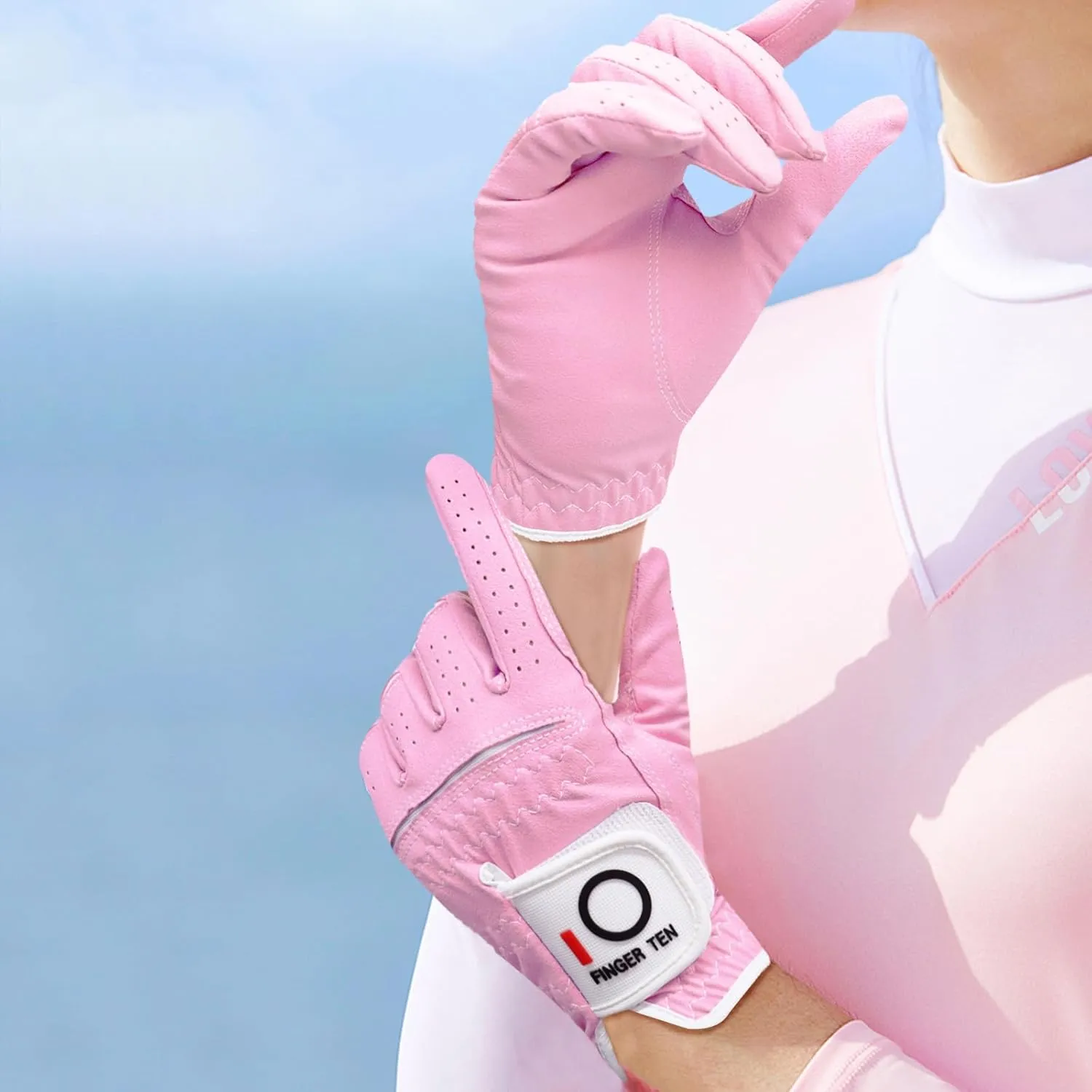 FINGER TEN Womens Ladies Golf Rain Gloves Pair Both Hand or 2 Pack Left Right Hand, Wet Hot Cool Grip, Fit Small Medium Large XL