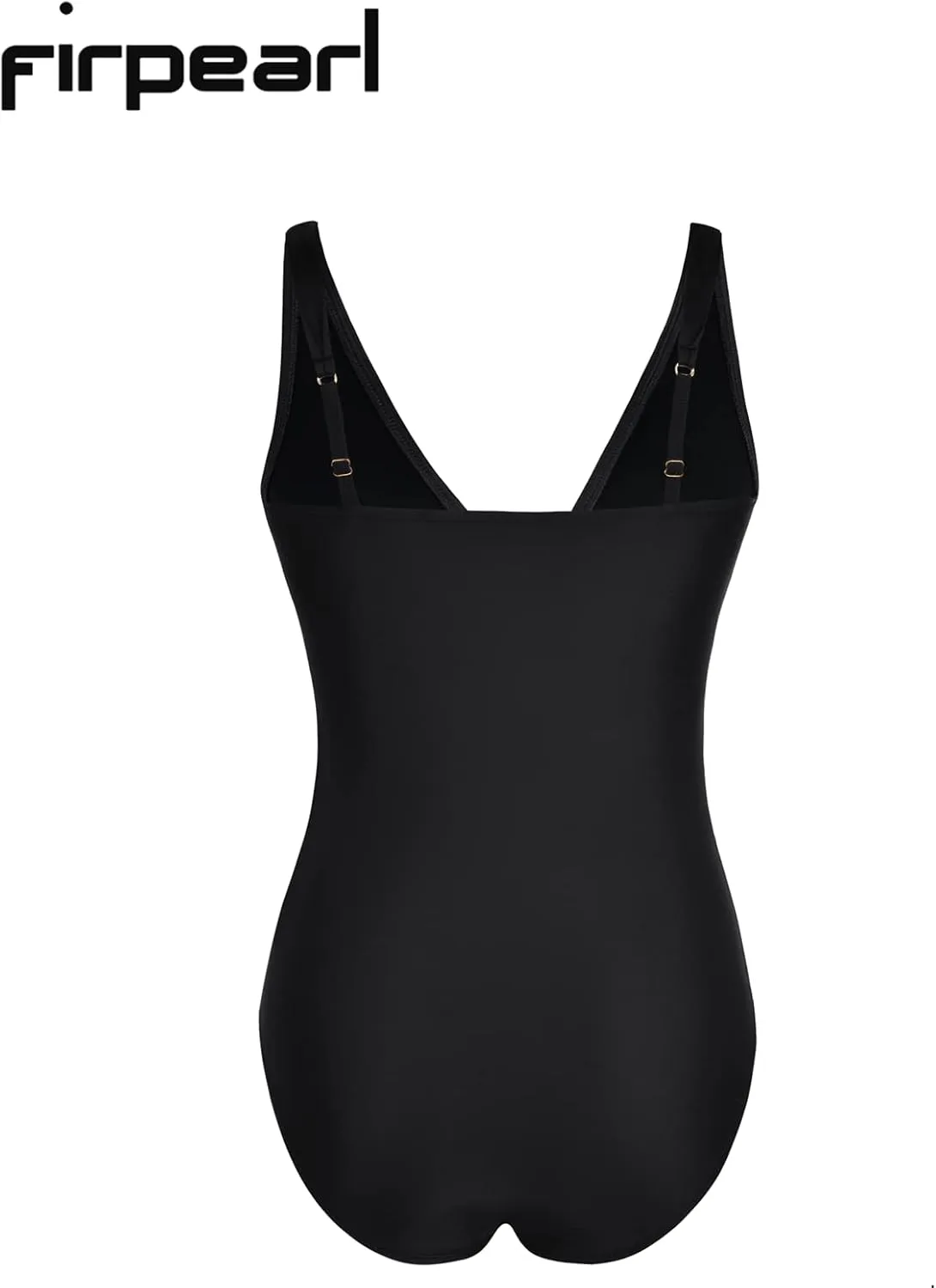 Firpearl Women's Ruffle One Piece Bathing Suits V Neck Vintage Tummy Control Swimsuit Swimwear