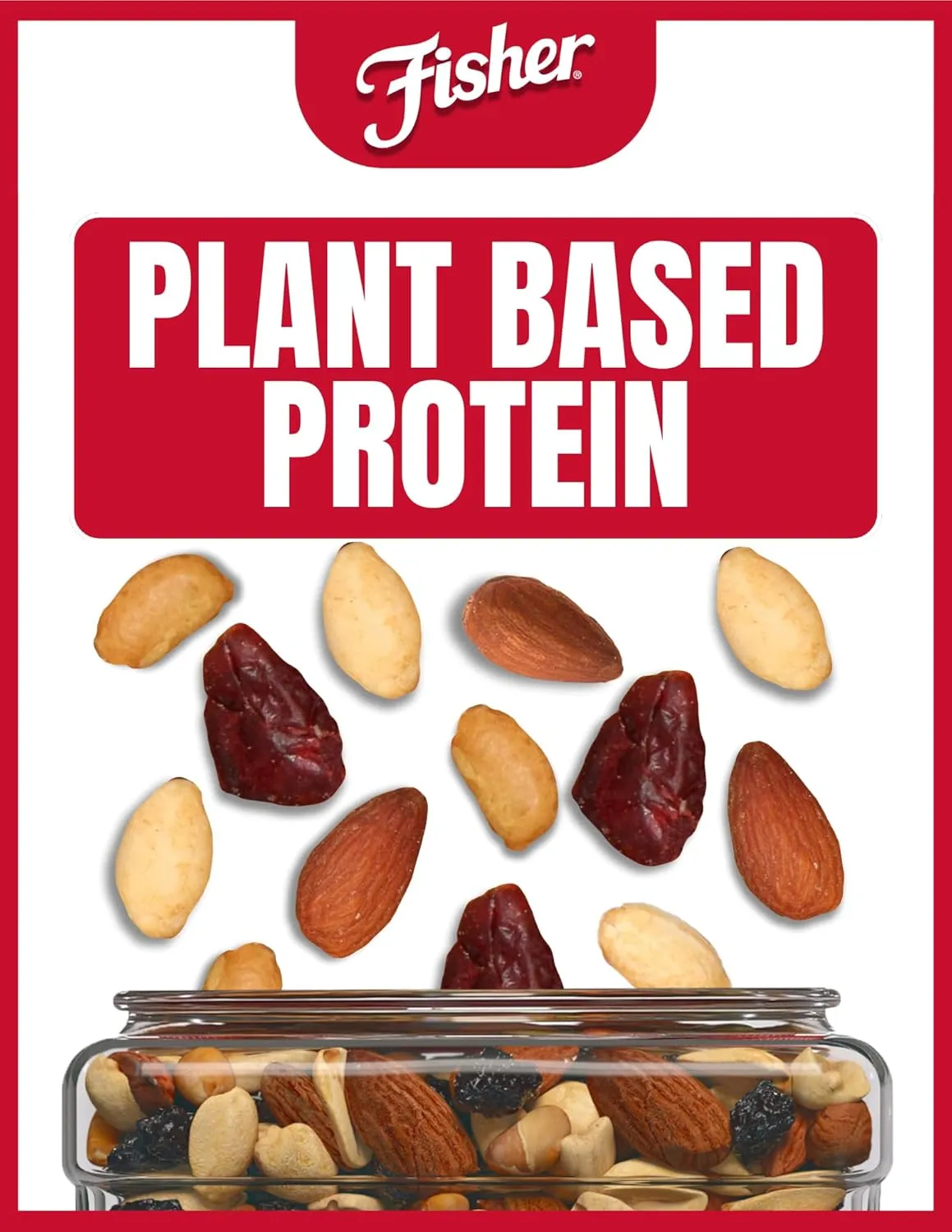 Fisher Snack Hunger Fighter Bulk Trail Mix, 38 oz (Pack of 1), Peanuts, Almonds, Dried Sweetened Cranberries and Soy Nuts, Snacks for Adults and Kids, Dried Fruit, Trail Mix Snacks