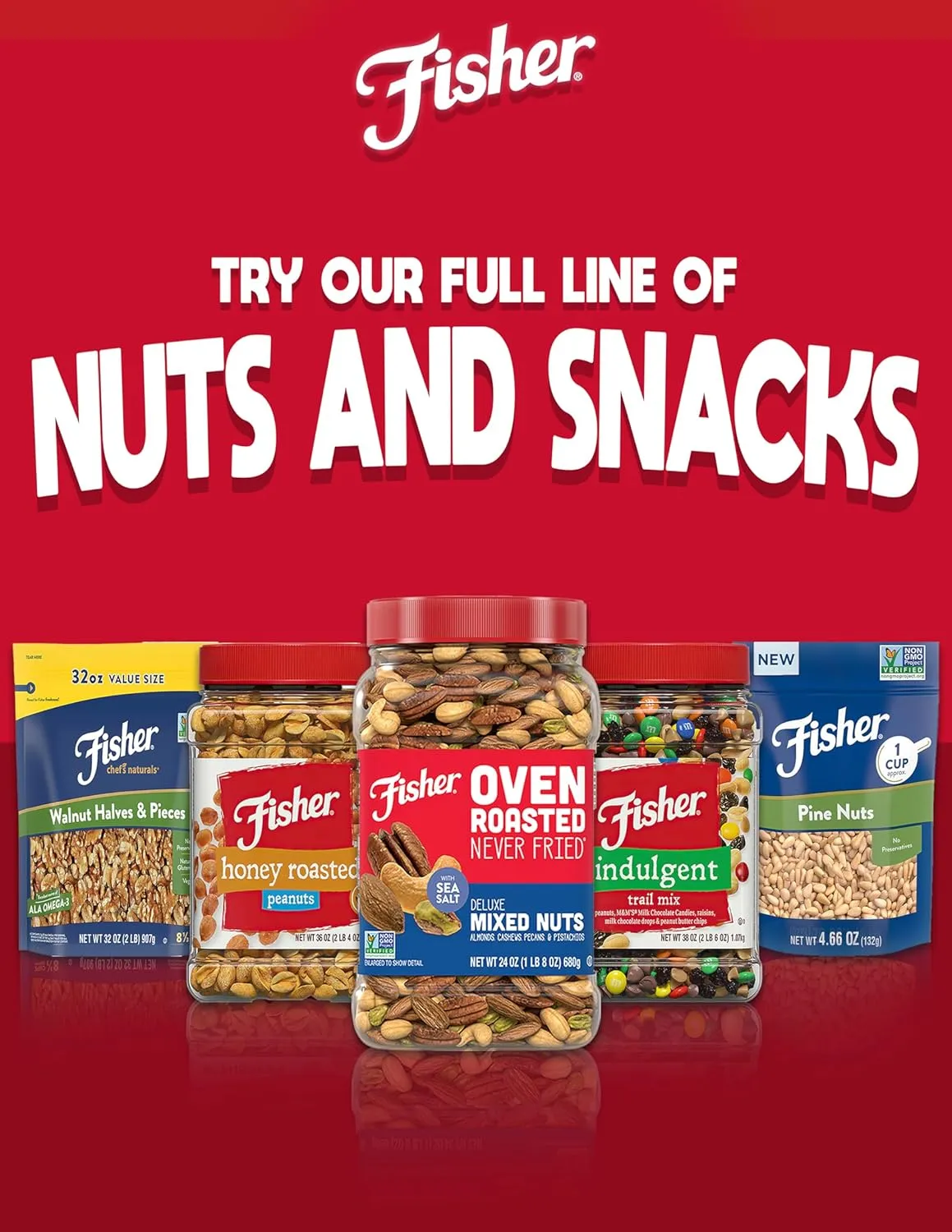 Fisher Snack Indulgent Bulk Trail Mix, 38 oz (Pack of 1), Peanuts, Milk Chocolate Candies, Raisins, Milk Chocolate and Peanut Butter Chips, Snacks for Adults and Kids, Trail Mix Snacks