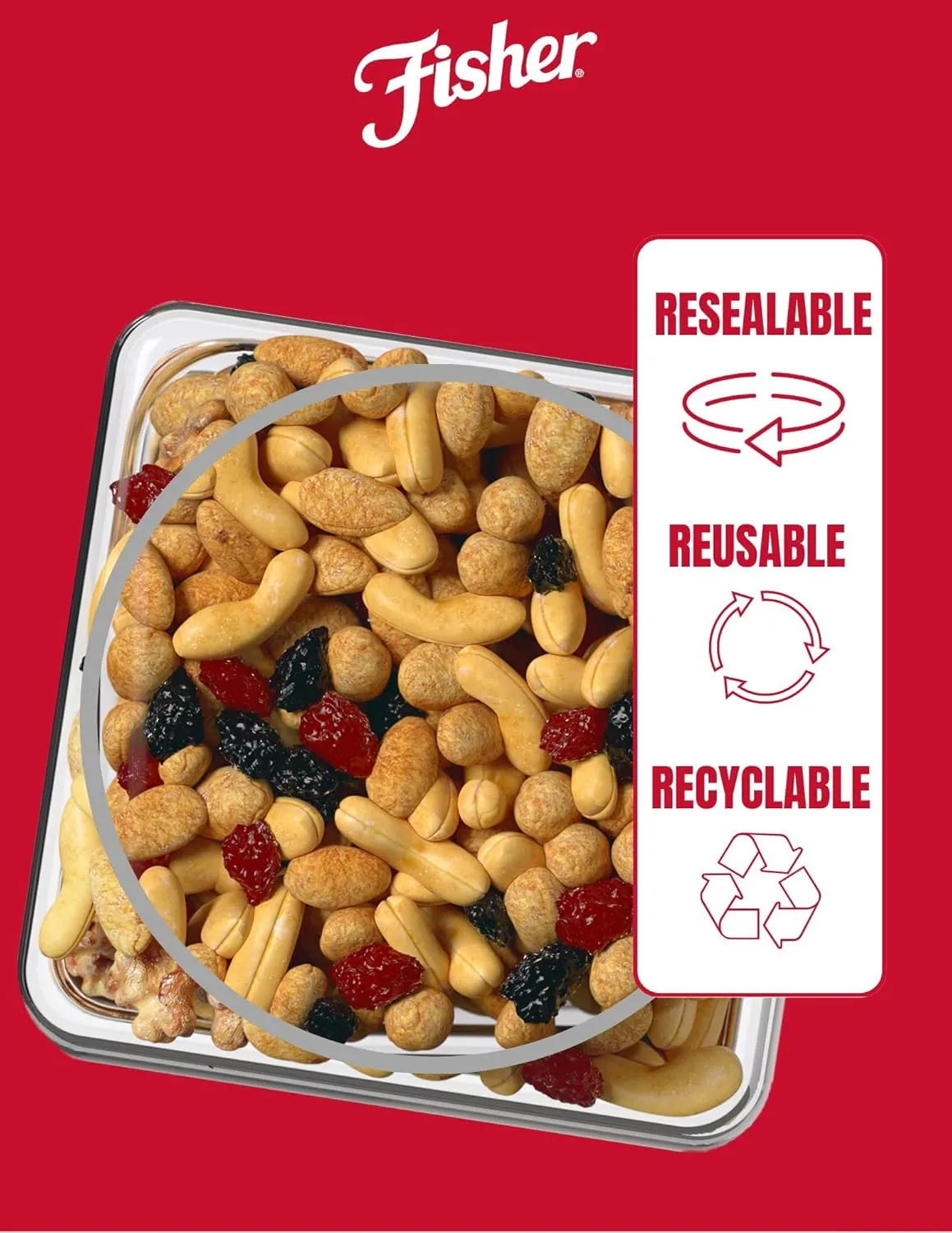 Fisher Snack Sweet Nut Bulk Trail Mix, 38 oz (Pack of 1), Honey Roasted Peanuts, Raisins, Frosted Walnuts, Cashews, Dried Sweetened Cranberries, Snacks for Adults & Kids, Dried Fruit, Trail Mix Snacks