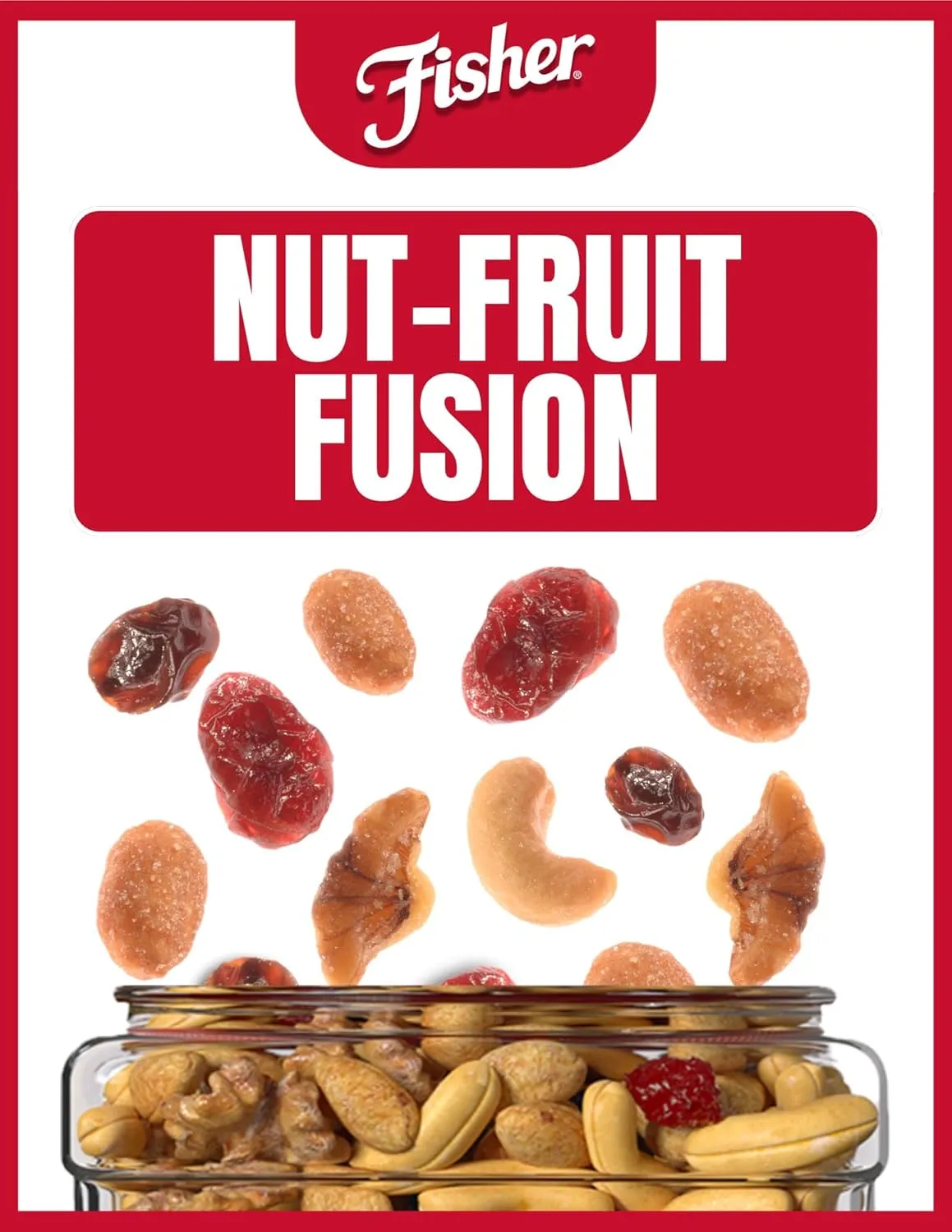Fisher Snack Sweet Nut Bulk Trail Mix, 38 oz (Pack of 1), Honey Roasted Peanuts, Raisins, Frosted Walnuts, Cashews, Dried Sweetened Cranberries, Snacks for Adults & Kids, Dried Fruit, Trail Mix Snacks