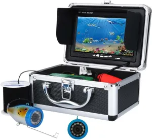 Fishing Camera, 7" Inch 1000tvl Underwater Fishing Video Camera Kit 2 PCS LED White Lamp Lights Video Fish Finder Lake Under Water Fish Camera(F007M-10M-W)