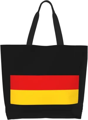 Flag of Germany Canvas Tote Bags for Women, Ladies Shoulder Handbags Large Purse Lightweight Foldable Reusable Shopping Bag with Pockets for Work, Travel, 15.7x19.7in