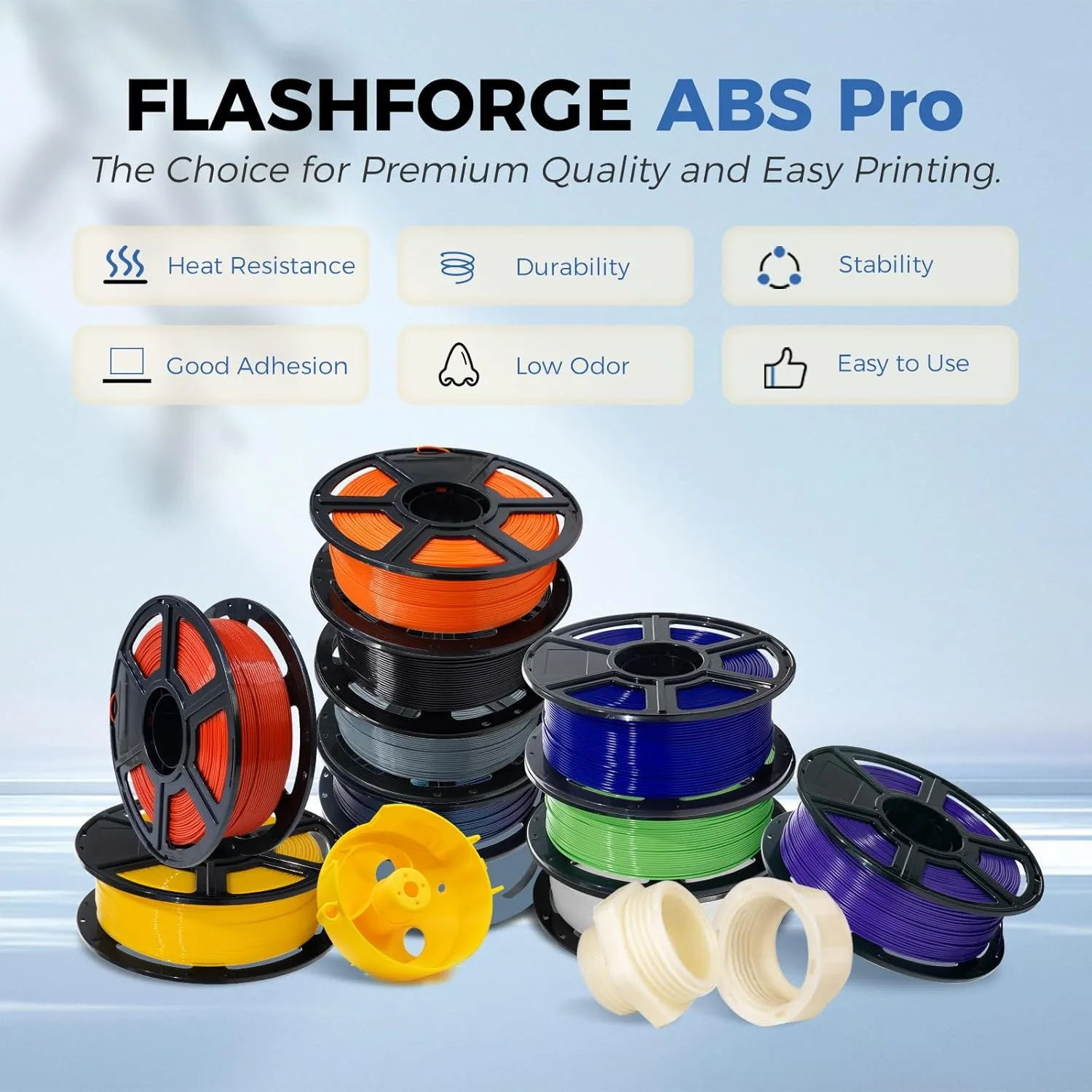 FLASHFORGE ABS Pro Filament 1.75mm Orange, 3D Printer Filament 1kg (2.2lbs) Spool-Dimensional Accuracy  /- 0.02mm, Hot Deformation Below 90℃, Great for Printing Heat-Resistant Functional Parts
