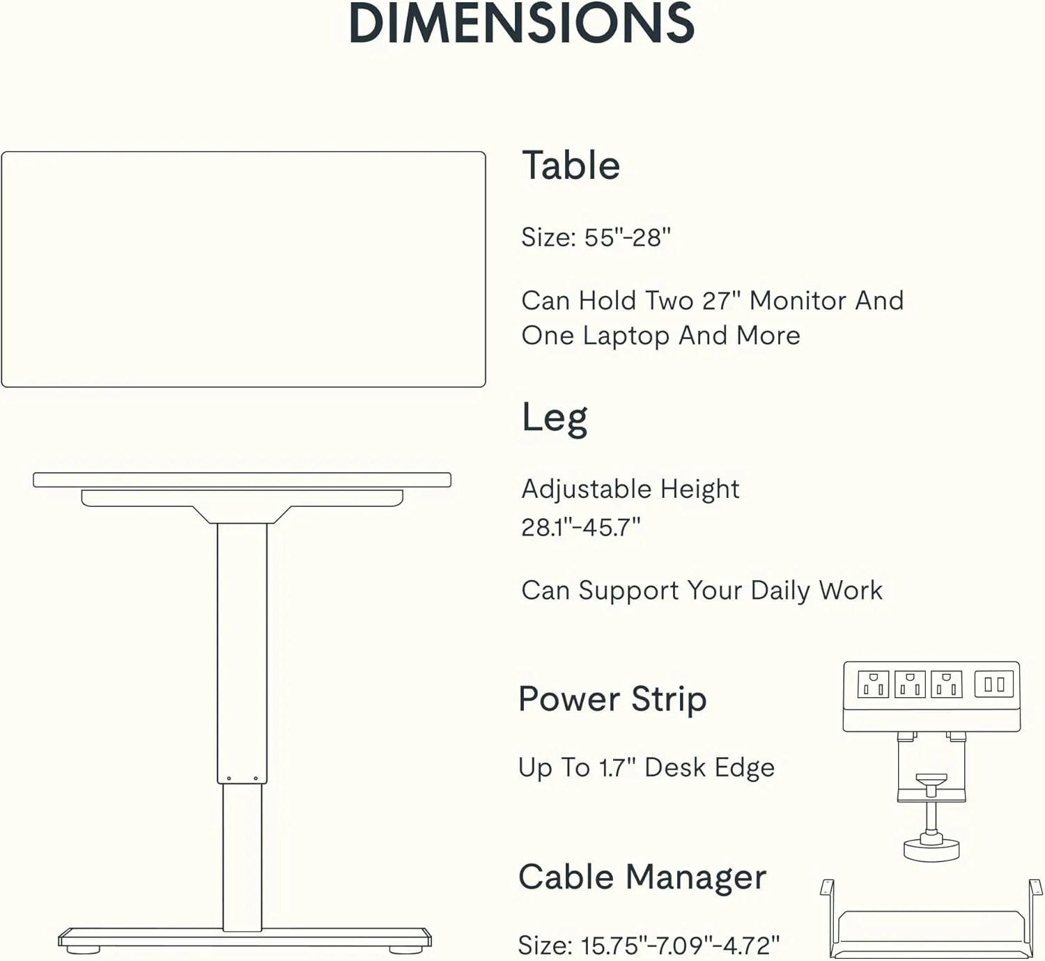 FLEXISPOT EN2 Whole-Piece Standing Desk with Clamp Power Strip, 55 x 28 Electric Stand Up Height Adjustable Desk with Cable Management (Black Frame   55" Mahogany Top, 2 Packages)