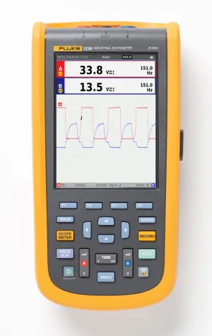 Fluke 123B Industrial ScopeMeter hand-held Oscilloscope, 2 input channels, 20 MHZ bandwidth