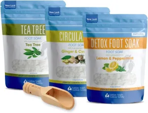 Foot Soak Salts Bundle 3 Pack with Scoop DIY at Home Spa with USP Epsom Salt and Pure Essential Oils in BPA Free Pouch with Easy Press Lock Seal (2 Lbs Each 6 Lbs Total)