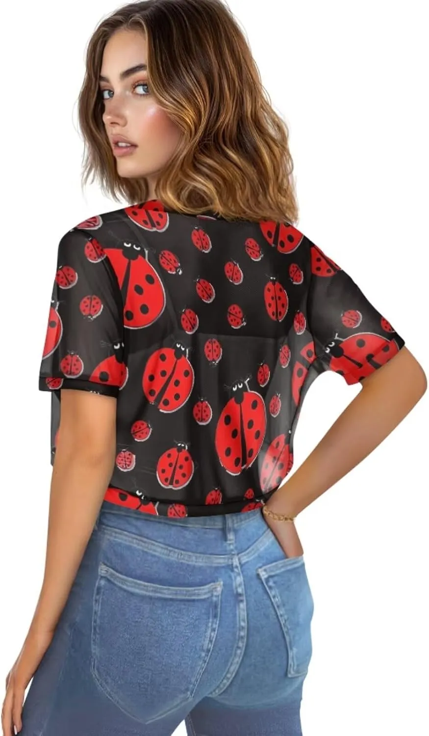 Forchrinse Womens Short Sleeves Cardigan V-Neck Open Front Cropped Cardigans Summer Sheer Bolero Shrug for Dresses
