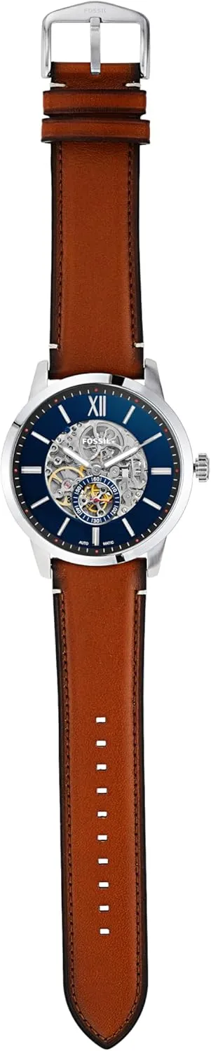 Fossil Men's Townsman Automatic Stainless Steel and Leather Two-Hand Skeleton Watch