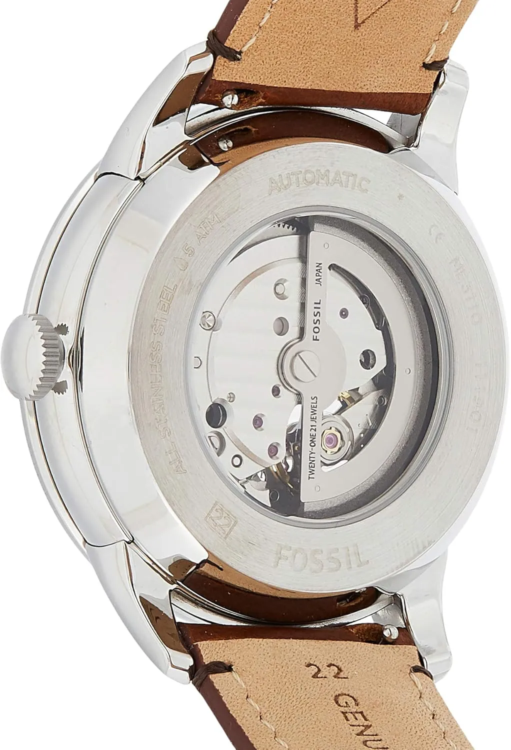 Fossil Men's Townsman Automatic Stainless Steel and Leather Two-Hand Skeleton Watch
