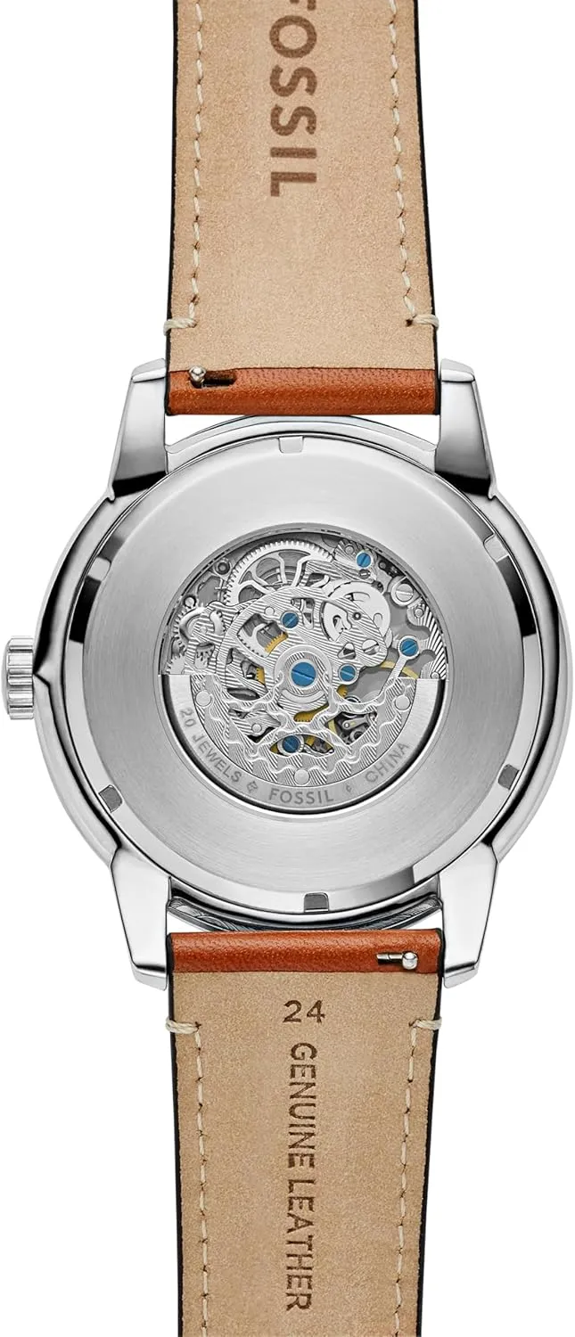 Fossil Men's Townsman Automatic Stainless Steel and Leather Two-Hand Skeleton Watch