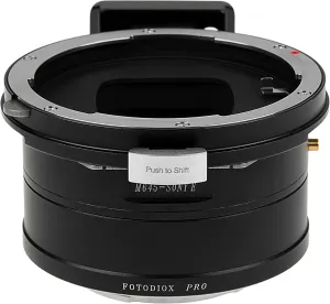 Fotodiox Pro Lens Mount Shift Adapter - Compatible with Mamiya 645 (M645) Mount Lens to Sony Alpha E-Mount Mirrorless Camera Body