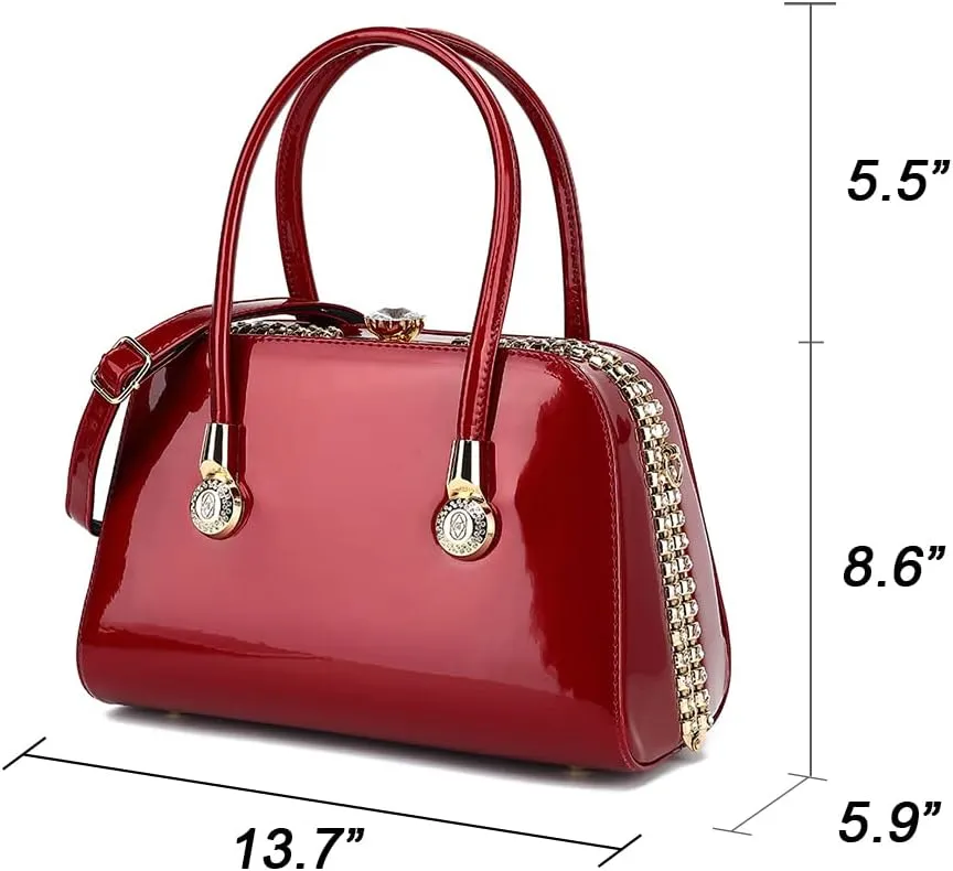 FRAME SATCHEL WITH RHINESTONES