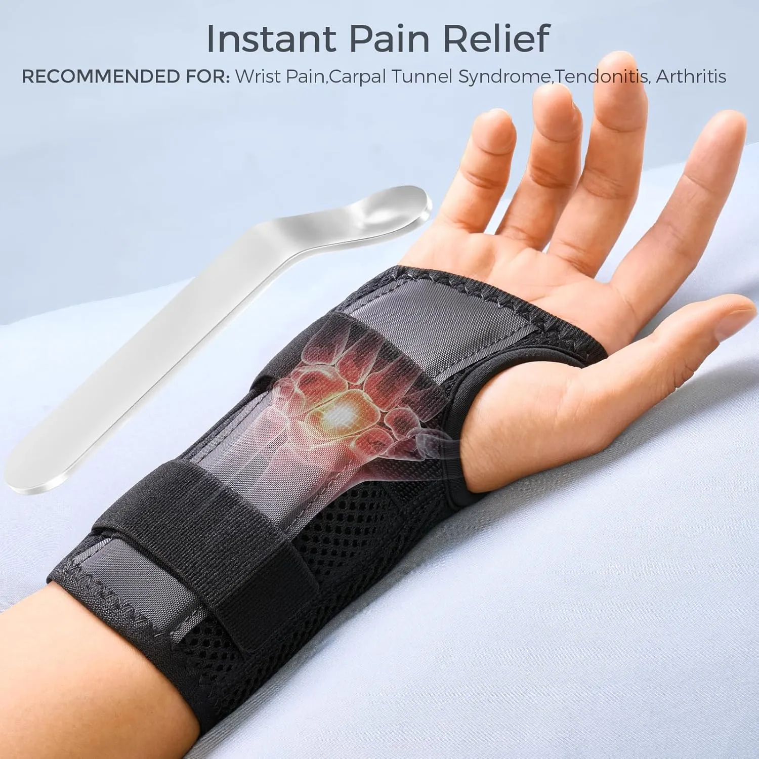 FREETOO Wrist Brace for Carpal Tunnel,[New Upgrade-Anatomically shaped] Adjustable Wrist Support Splint for Men and Women,Hand Brace for Pain Relief, Tendinitis,Arthritis,Right Hand,Medium