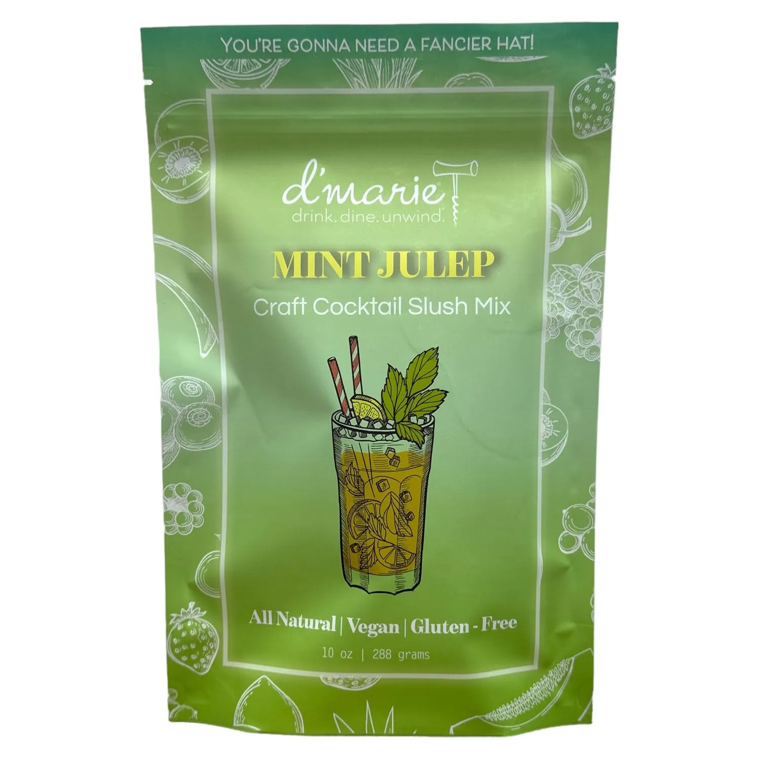 Frozen Cocktail Drink Mix - Makes 10 Slushies - Mint Julep Drink Powder Pouches for Alcohol - All Natural Low Sugar Mixer, No Blender Needed