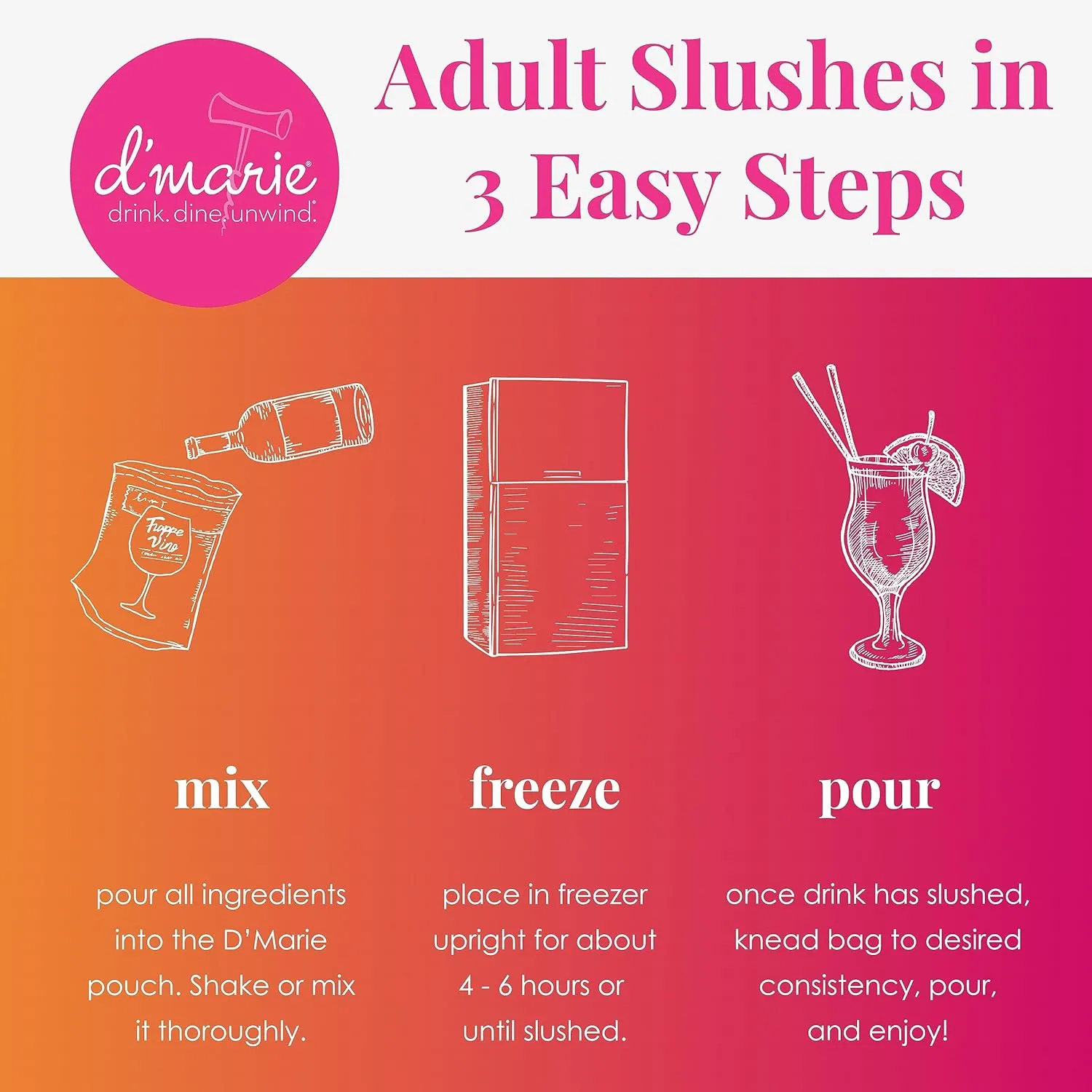 Frozen Cocktail Drink Mix - Makes 10 Slushies - Mint Julep Drink Powder Pouches for Alcohol - All Natural Low Sugar Mixer, No Blender Needed