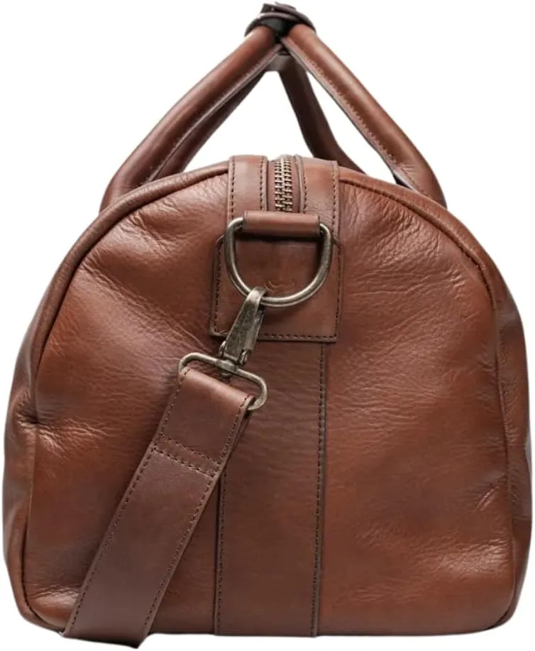 Full Grain Leather Duffle Bag – 40L Travel, Gym & Carry-On Weekender for Men | Handcrafted Overnight Bag with Brass Hardware, Bourbon Style