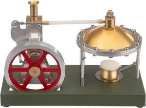 Full Metal DIY Steam Engine Model, 40PCS Retro Vertical Steam Engine Model Build Kit That Runs with Spherical Boiler Support and Additional Load, Physics Experiment Set for Adults