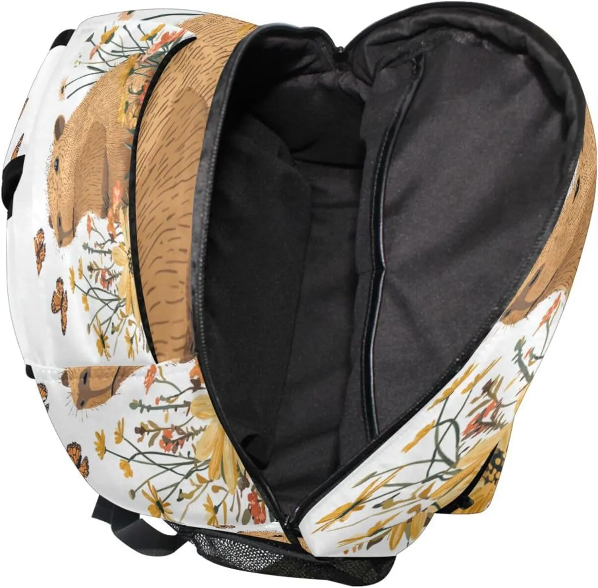 Fun Backpack for Teenager Fashion Laptop Bag with Chest Strap for Travel Trip Sweet Capybara White