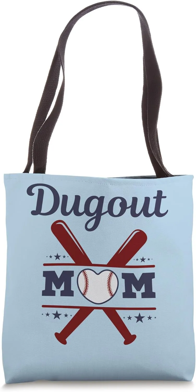Funny Baseball Quote Dugout Mom Cool T-Ball Baseball Parent Tote Bag