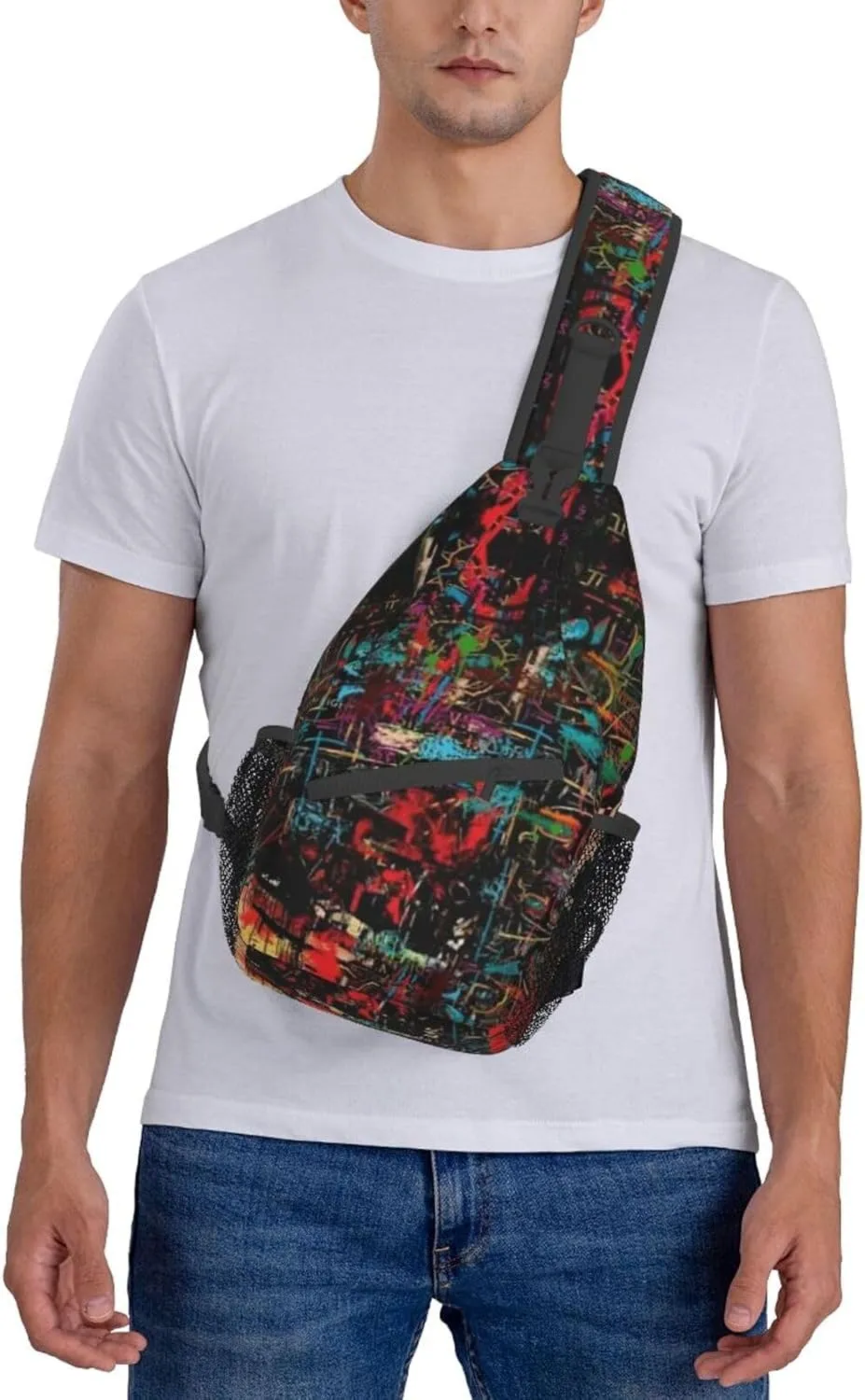 Funny Crossbody Bag Graffiti Shoulder Bag Backpack Cool Sling Bag Chest Casual Daypack for Outdoor