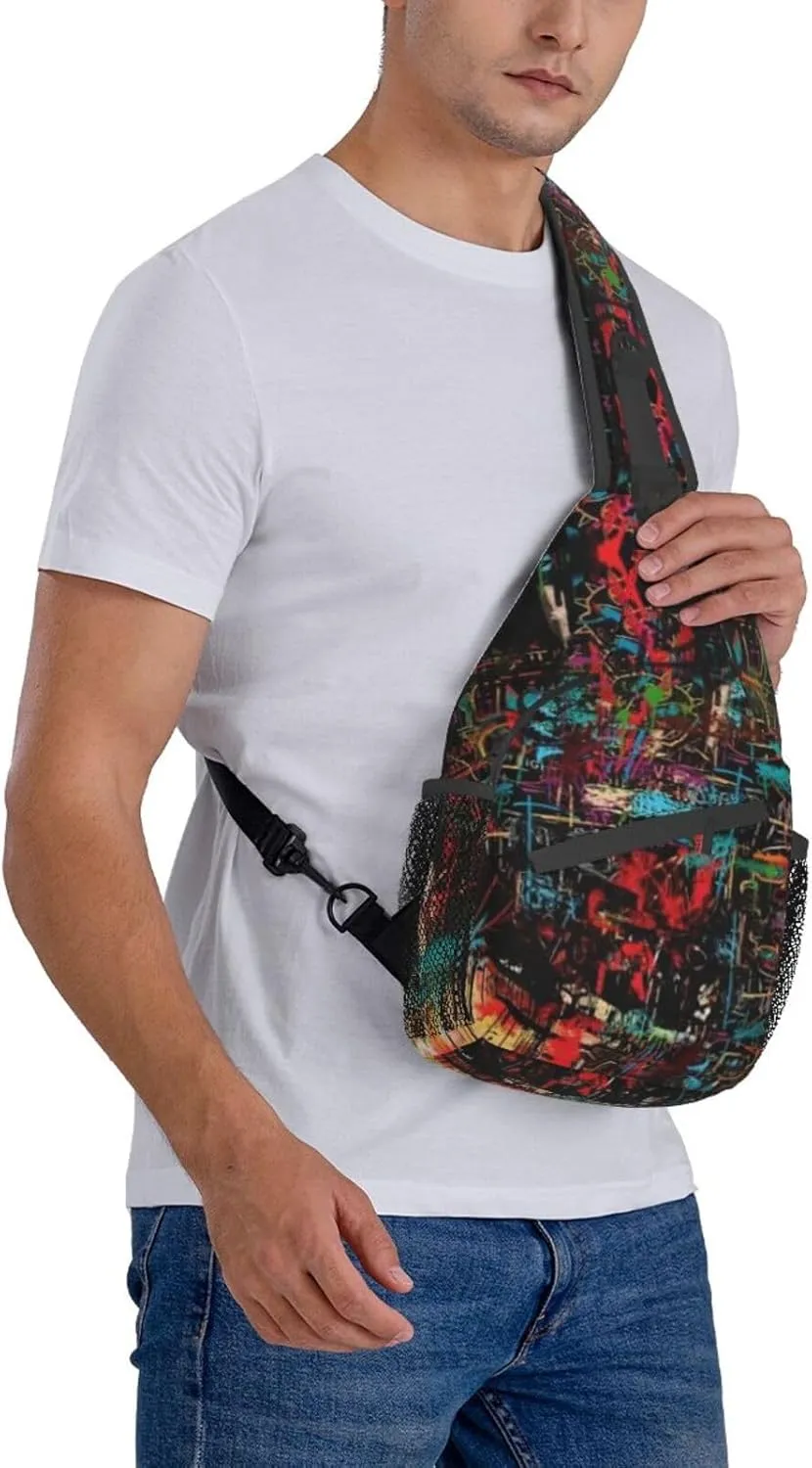 Funny Crossbody Bag Graffiti Shoulder Bag Backpack Cool Sling Bag Chest Casual Daypack for Outdoor