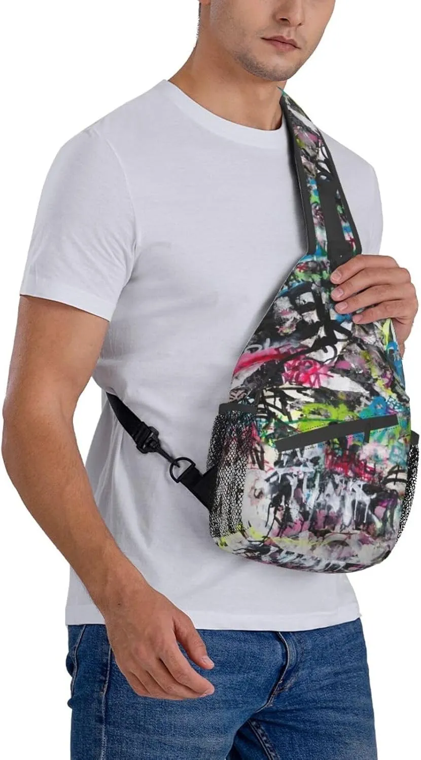 Funny Crossbody Bag Graffiti Shoulder Bag Backpack Cool Sling Bag Chest Casual Daypack for Outdoor
