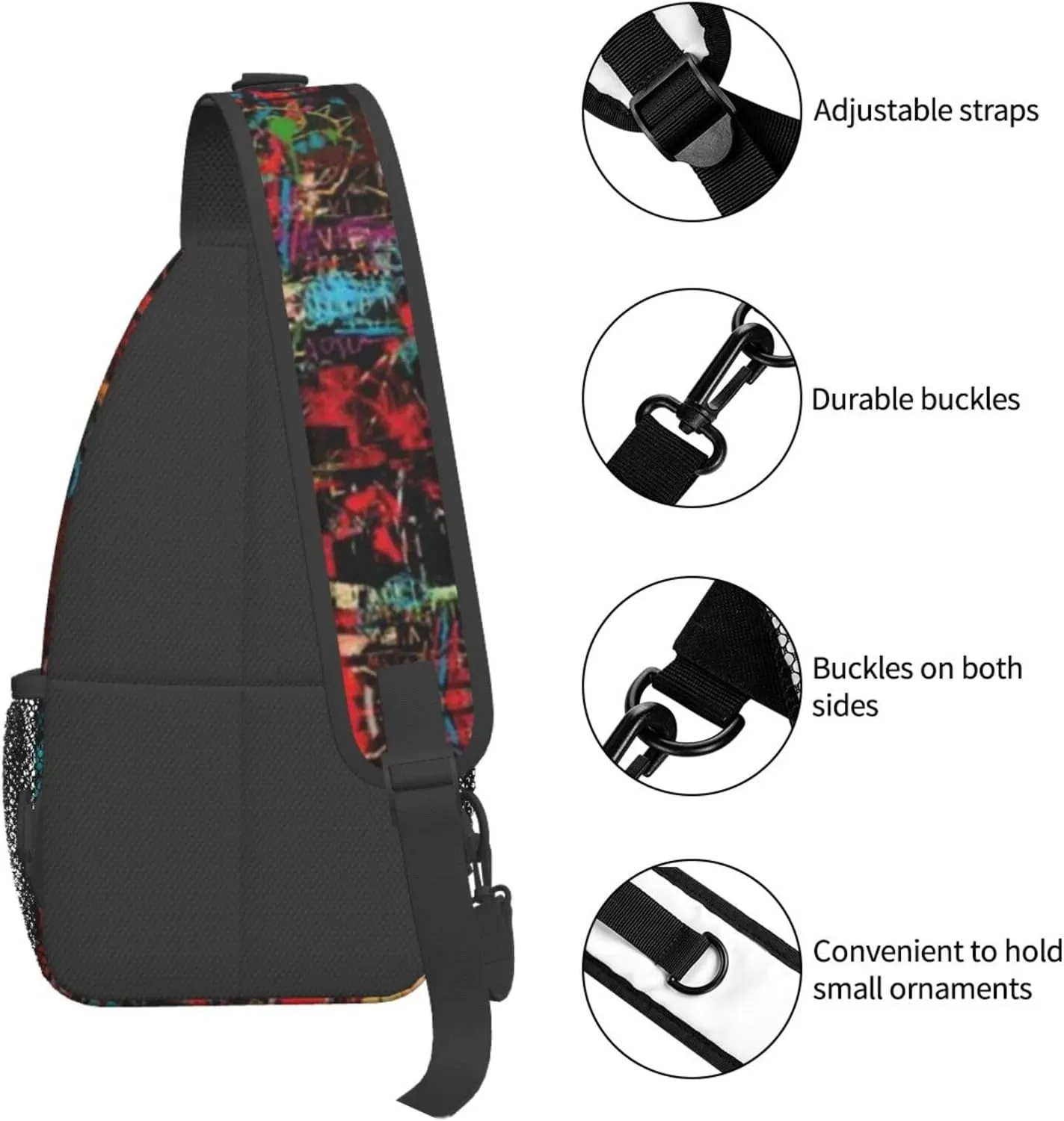 Funny Crossbody Bag Graffiti Shoulder Bag Backpack Cool Sling Bag Chest Casual Daypack for Outdoor