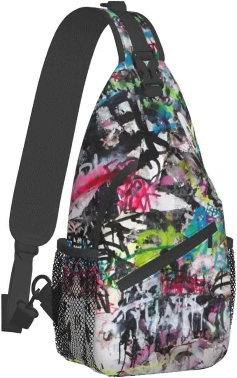 Funny Crossbody Bag Graffiti Shoulder Bag Backpack Cool Sling Bag Chest Casual Daypack for Outdoor