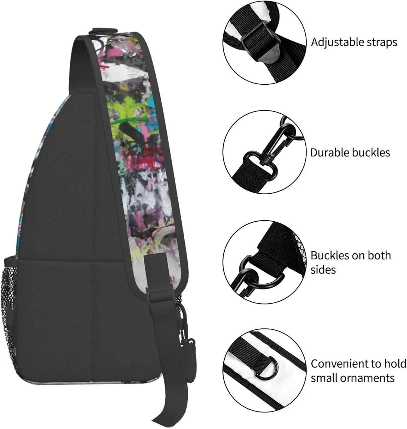 Funny Crossbody Bag Graffiti Shoulder Bag Backpack Cool Sling Bag Chest Casual Daypack for Outdoor