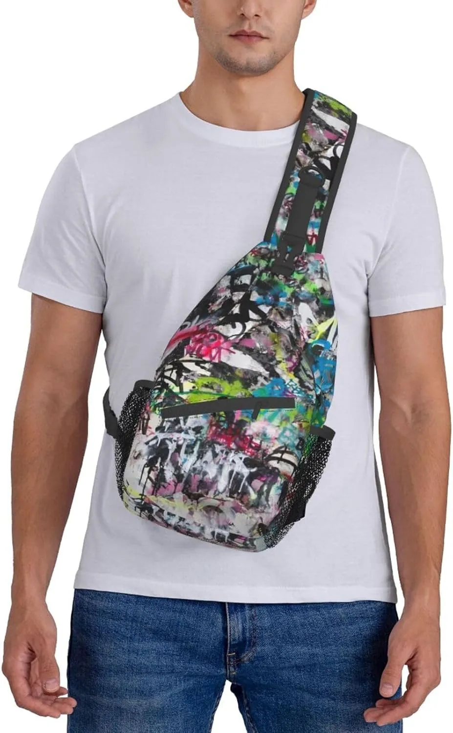 Funny Crossbody Bag Graffiti Shoulder Bag Backpack Cool Sling Bag Chest Casual Daypack for Outdoor