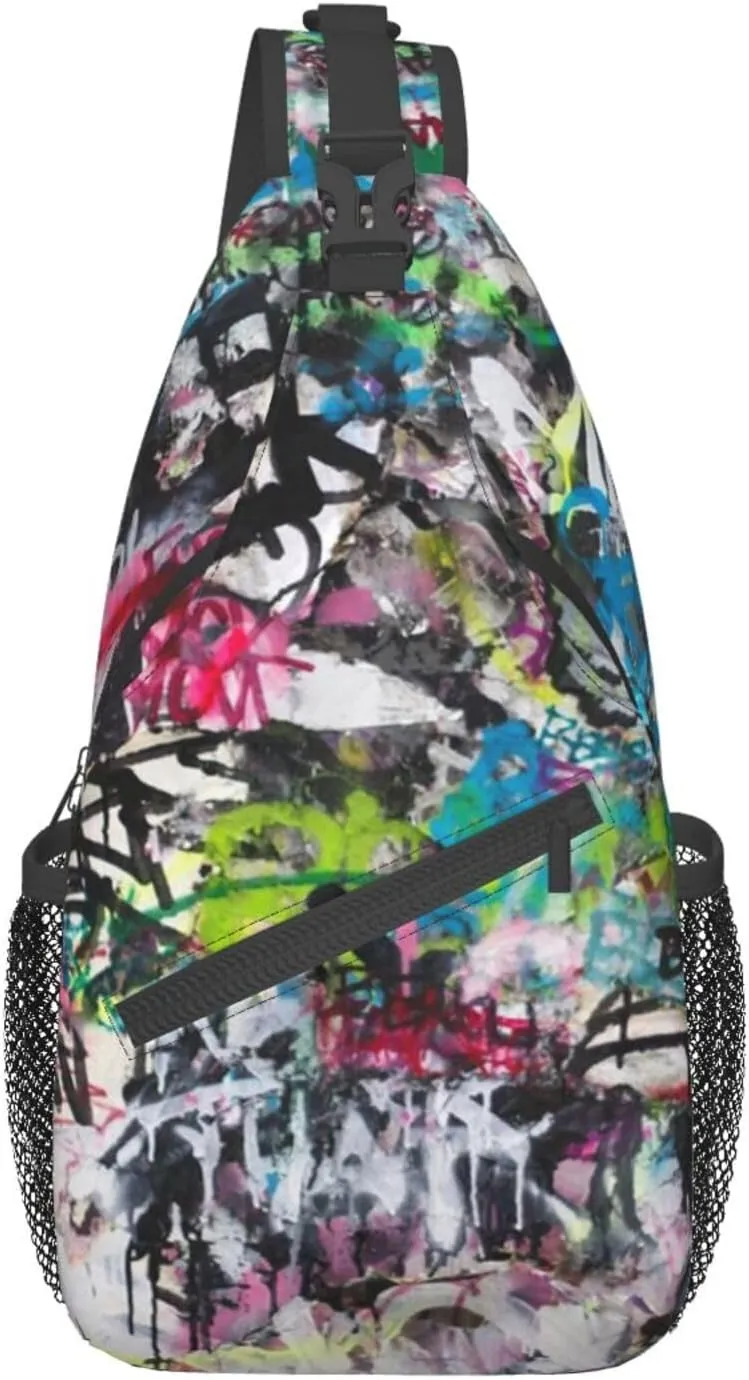 Funny Crossbody Bag Graffiti Shoulder Bag Backpack Cool Sling Bag Chest Casual Daypack for Outdoor