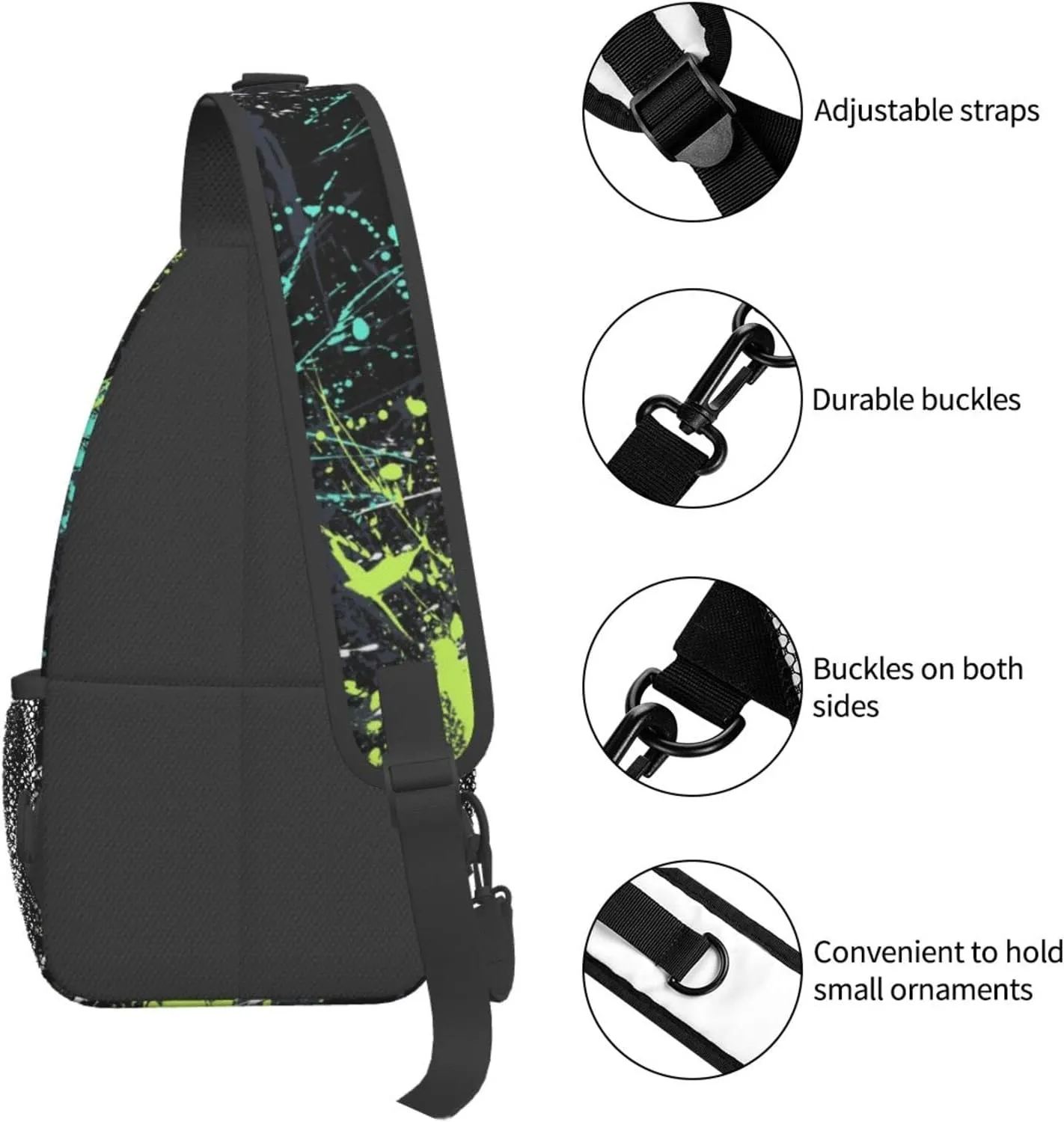 Funny Crossbody Bag Graffiti Shoulder Bag Backpack Cool Sling Bag Chest Casual Daypack for Outdoor