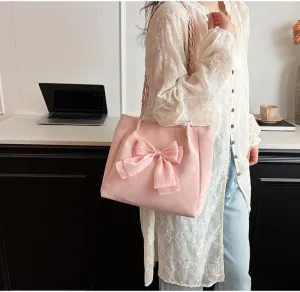FUNSEED Tote bag for Women, Large Capacity Sweet Cute Bow Tote Shoulder Handbag for Dating