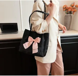 FUNSEED Tote bag for Women, Large Capacity Sweet Cute Bow Tote Shoulder Handbag for Dating