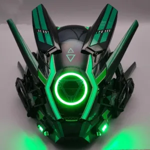 Futuristic Punk Mask Helmet LED Light up Full Face Cosplay Mask Accessory Cool Mecha Halloween Costume Mask