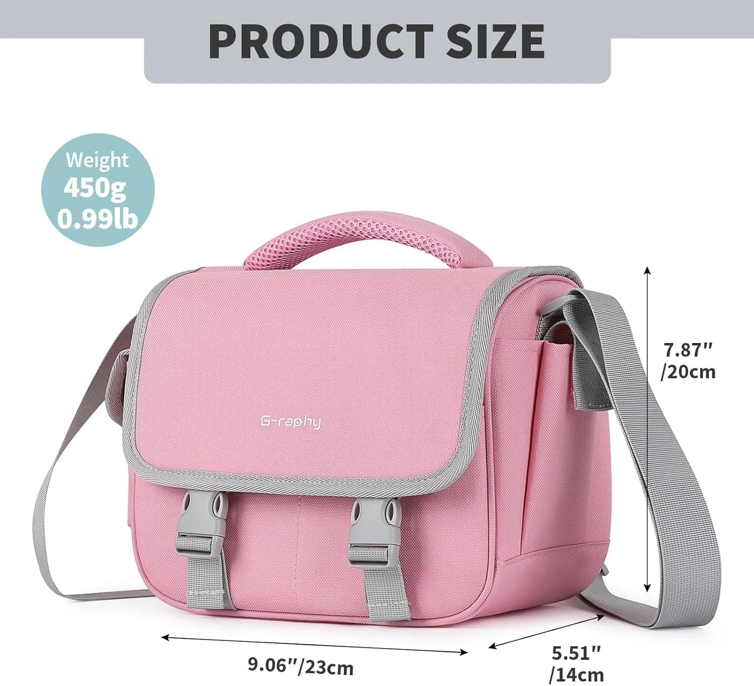 G-raphy Camera Bag Large DSLR SLR Bag Camera Sling Bag Pink Camera Case for Cameras, Flashes, Lenses and Photography Accessories