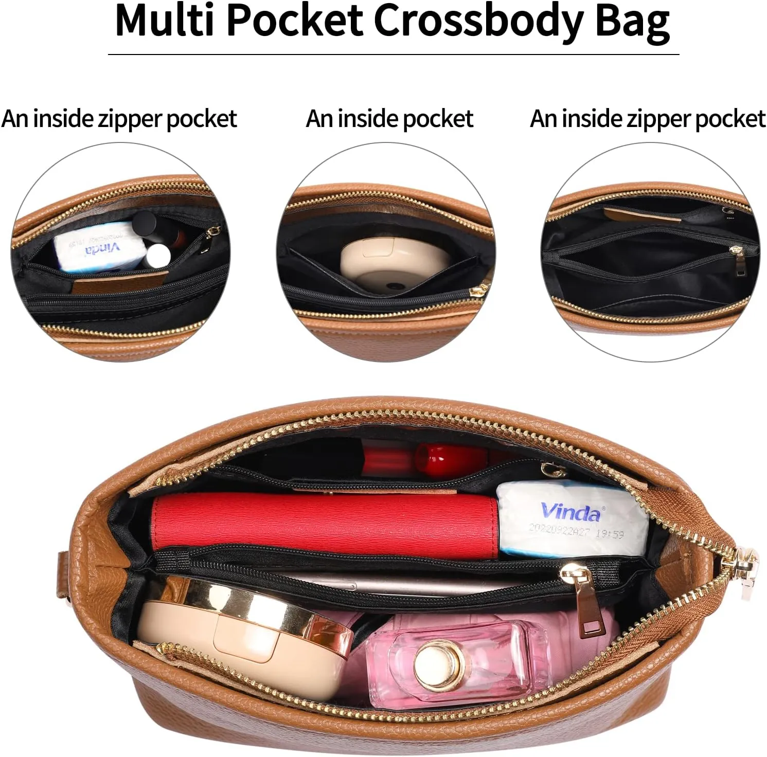 GAEKEAO Crossbody Bags for Women Small Cross Body Bag Genuine Leather Camera Bag Purse with Adjustable Strap