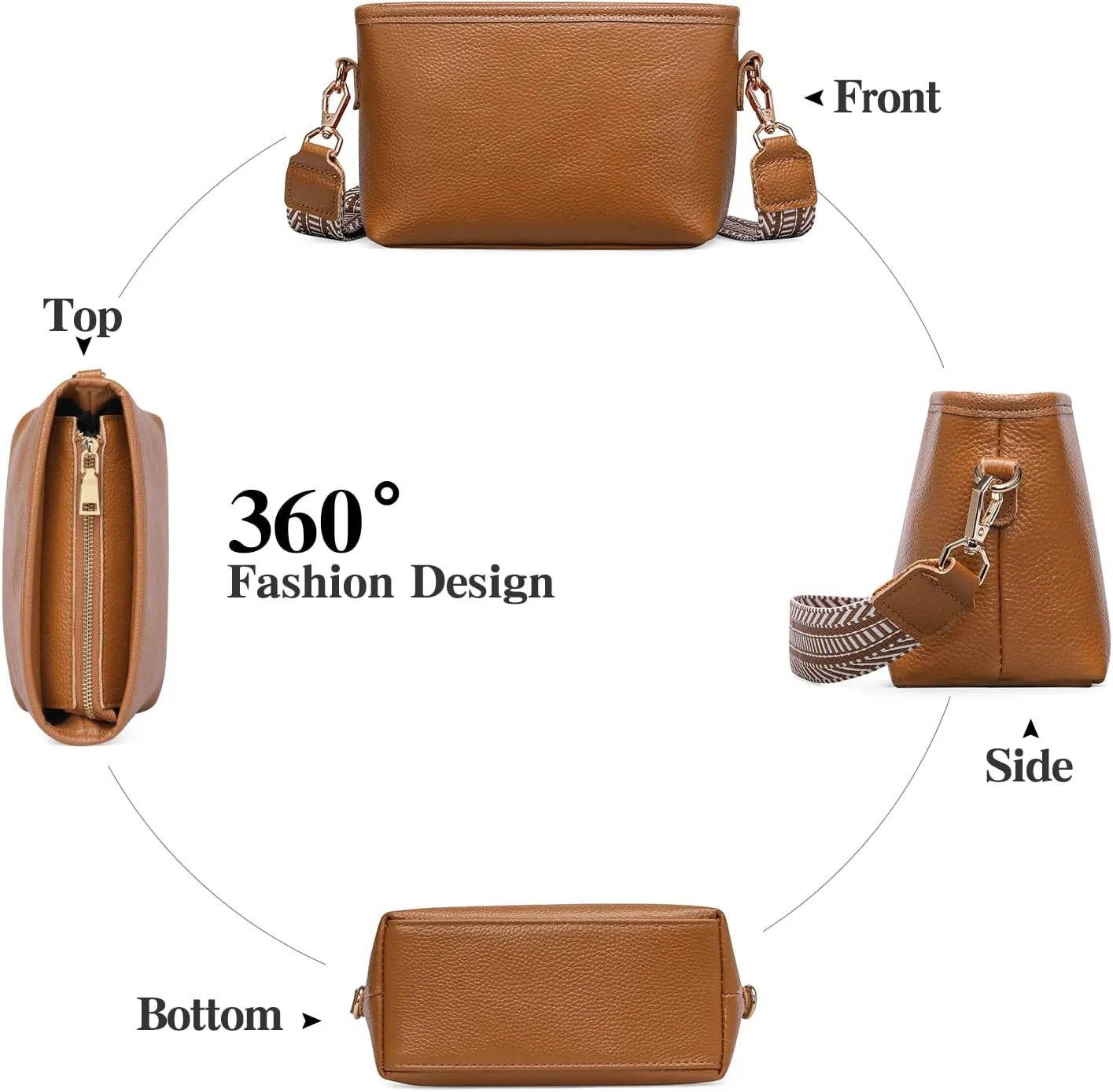 GAEKEAO Crossbody Bags for Women Small Cross Body Bag Genuine Leather Camera Bag Purse with Adjustable Strap
