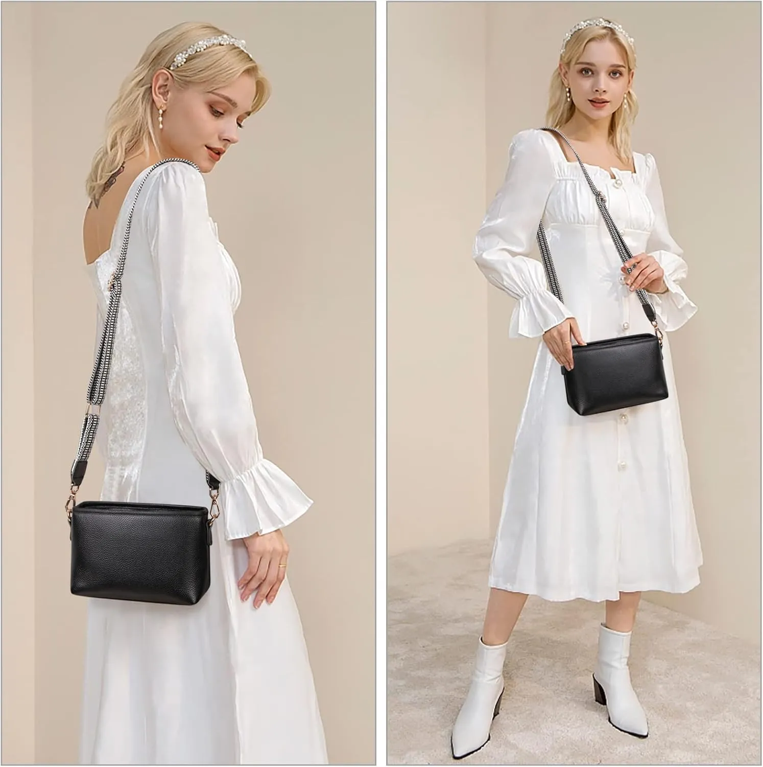 GAEKEAO Crossbody Bags for Women Small Cross Body Bag Genuine Leather Camera Bag Purse with Adjustable Strap