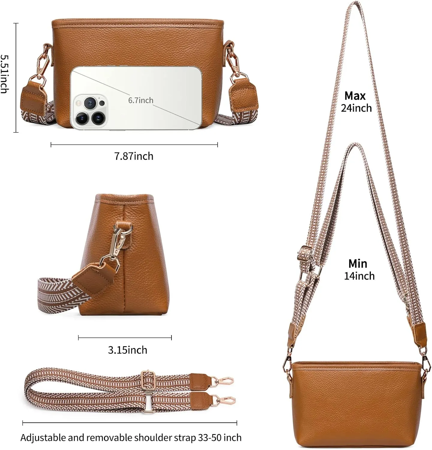 GAEKEAO Crossbody Bags for Women Small Cross Body Bag Genuine Leather Camera Bag Purse with Adjustable Strap