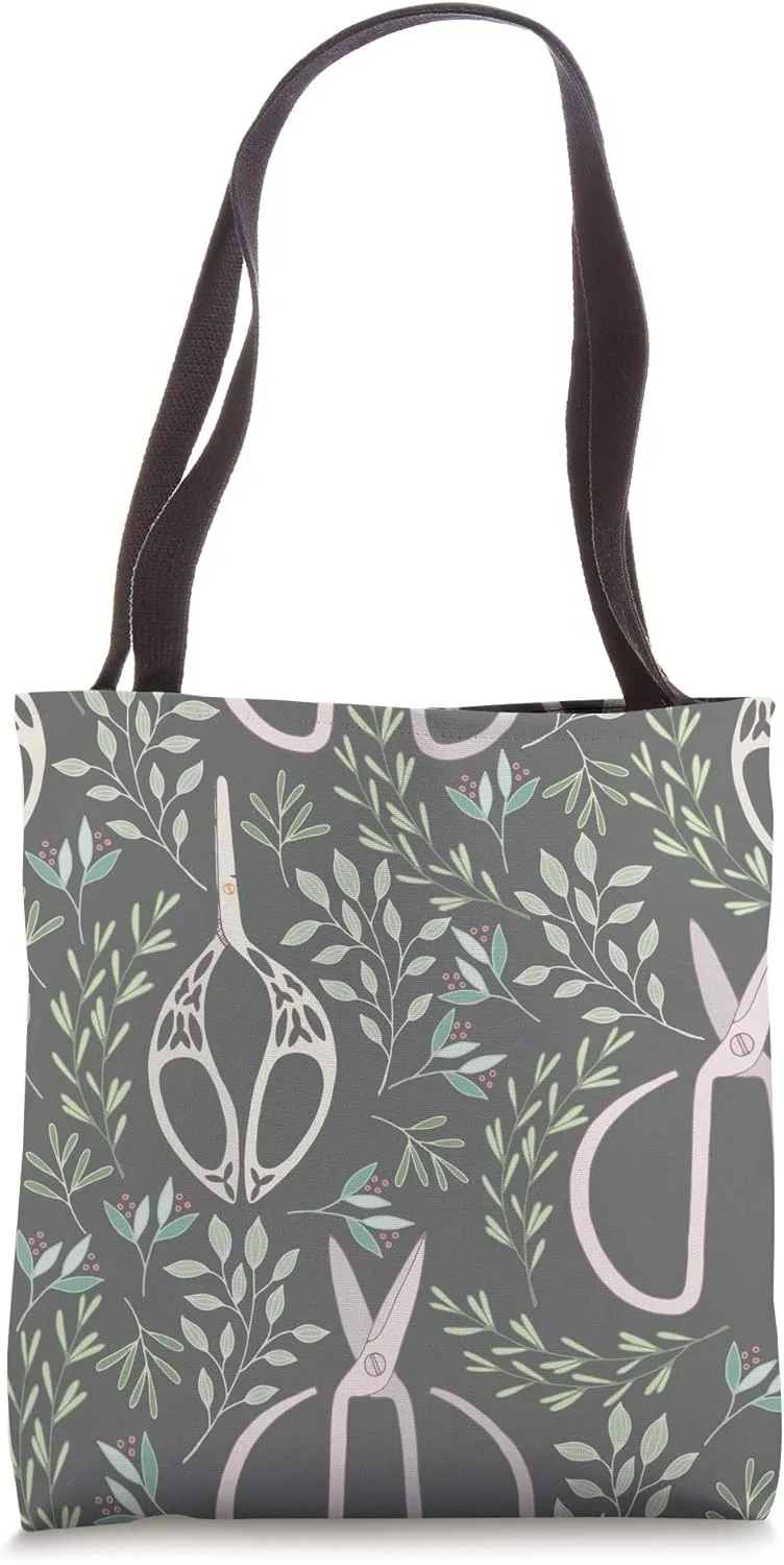Gardening Shears Themed Hand Illustration Design Tote Bag