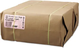 General Grocery Paper Bags, 57 lb Capacity, #12, 7.06" x 4.5" x 13.75", Kraft, 500 Bags