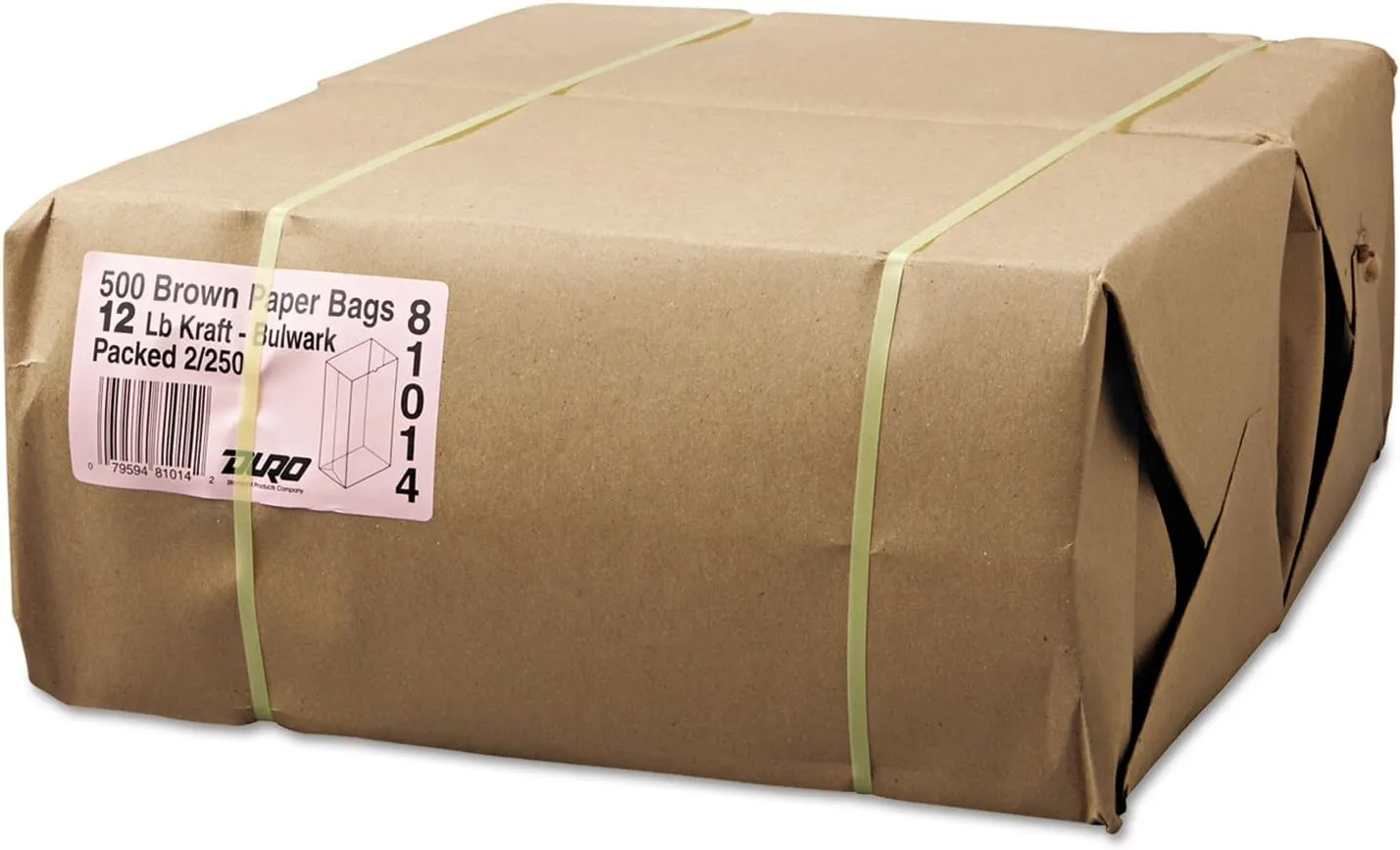 General Grocery Paper Bags, 57 lb Capacity, #12, 7.06" x 4.5" x 13.75", Kraft, 500 Bags
